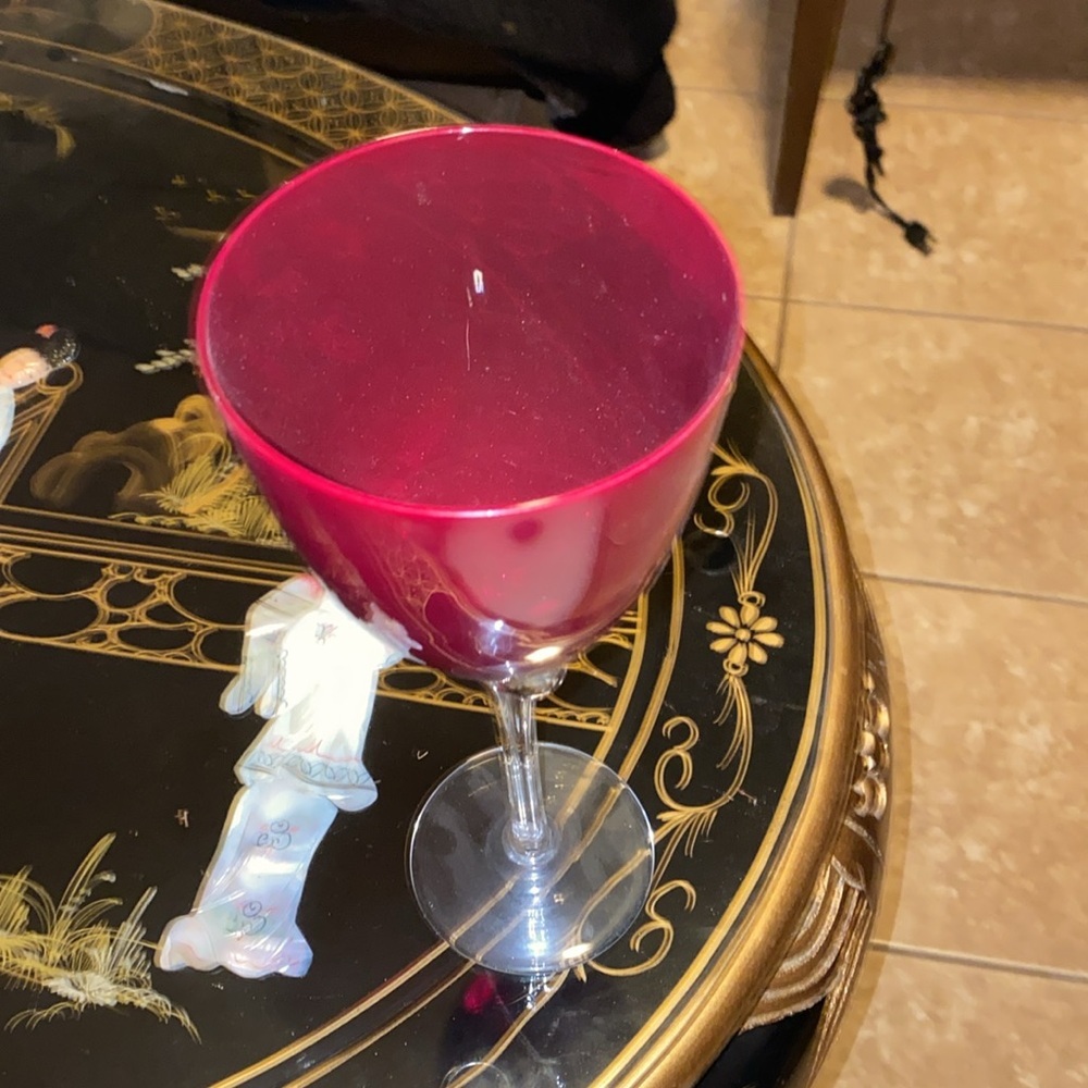 MURANO ART GLASS WINE DEEP RUBY RED 9.75" 16 OUNCES EXCELLENT - Picture 3 of 4
